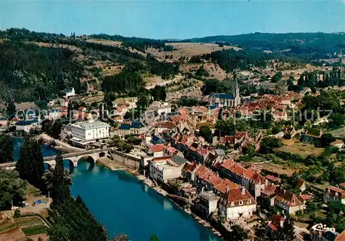 AK / Ansichtskarte Le_Bugue Vue aerienne et le Pont sur la Vezere Le_Bugue