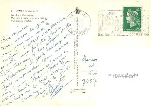 AK / Ansichtskarte Eymet Place Gambetta Maisons a galeries vestiges de l ancienne bastide Eymet