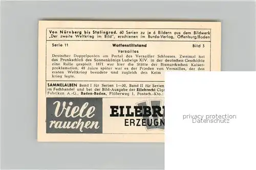 AK / Ansichtskarte Militaria_Deutschland_WK2 Von N?rnberg bis Stalingrad Waffenstillstand Versailles Eilebrecht Zigaretten 