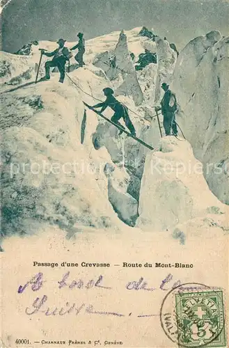 AK / Ansichtskarte Bergsteigen_Klettern Passage d une Crevasse Route du Mont Blanc  