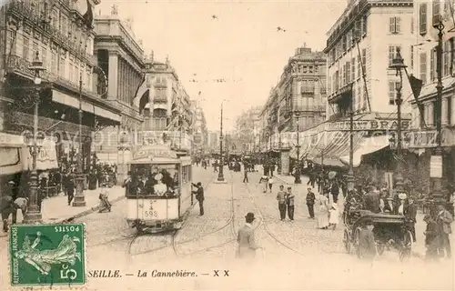 AK / Ansichtskarte Strassenbahn Marseille La Cannebiere  