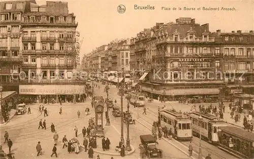 AK / Ansichtskarte Strassenbahn Bruxelles Place de la Bourse Boulevard Anspach 