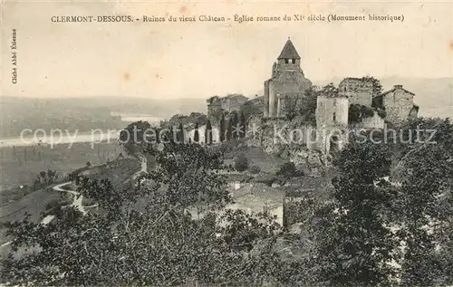 AK / Ansichtskarte Clermont Dessous Ruines du vieux Chateau Eglise romane Clermont Dessous