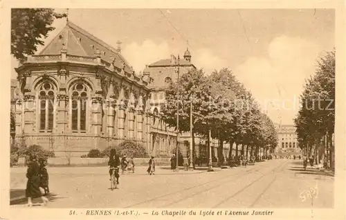 AK / Ansichtskarte Rennes_Ille et Vilaine La Chapelle du Lycee et lAvenue Janvier 