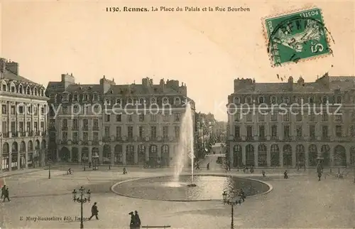 AK / Ansichtskarte Rennes_Ille et Vilaine La Place du Palais et la Rue Bourbon 