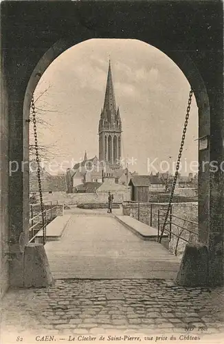 AK / Ansichtskarte Caen Le Clocher de Saint Pierre vue prise du Chateau Caen