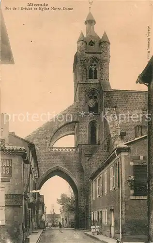AK / Ansichtskarte Mirande Rue de lEveche et Eglise Notre Dame Mirande