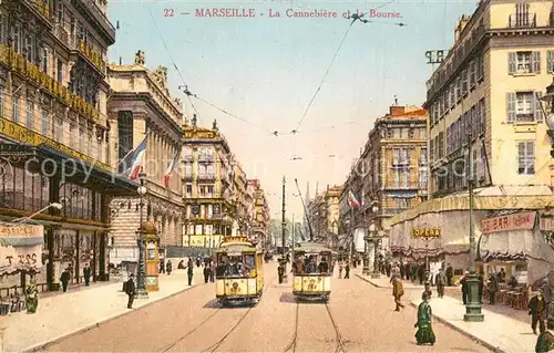 AK / Ansichtskarte Marseille_Bouches du Rhone La Cannebiere et la Bourse Marseille