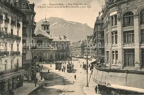 AK / Ansichtskarte Grenoble Rue Felix Poulat Eglise Saint Louis et le Moucherotte Grenoble
