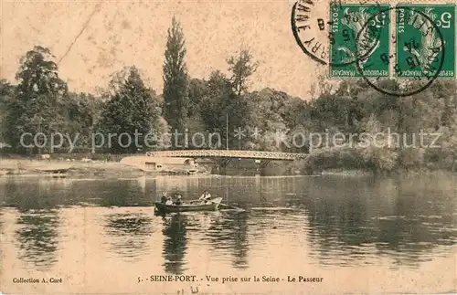 AK / Ansichtskarte Seine Port Vue prise sur la Seine Le Passeur Seine Port