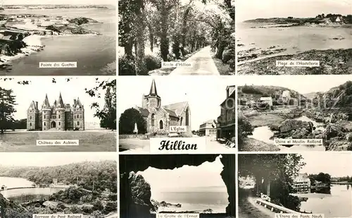 AK / Ansichtskarte Hillion Pointe des Guettes Route dHillion Plage de Hostellerie Chateau des Aubiers Eglise Usine et Moulin Rolland Barrage du Pont Rolland La Grotte de lErmot Etang des Ponts Neufs Hillion