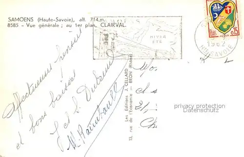 AK / Ansichtskarte Samoens Vue generale Hotel Clairval Alpes Samoens