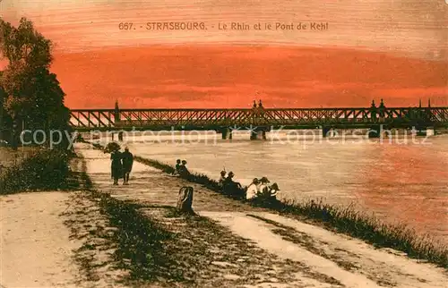 AK / Ansichtskarte Strasbourg_Alsace Le Rhin et Pont de Kehl Kuenstlerkarte Strasbourg Alsace