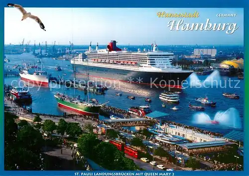 AK / Ansichtskarte Schiffe_Ships_Navires Queen Mary 2 Hamburg St. Pauli Landungsbr?cken 