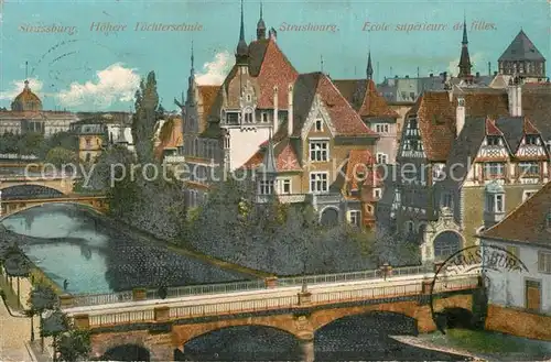 AK / Ansichtskarte Strassburg_Elsass Hoehere Toechterschule Ecole superieure des filles Pont Strassburg Elsass