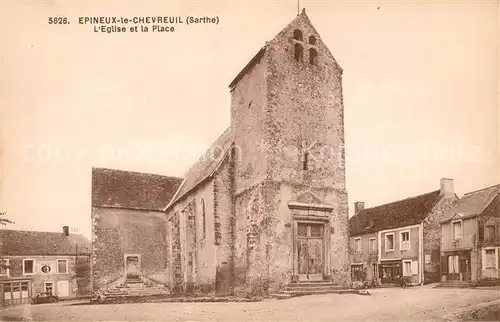 AK / Ansichtskarte Epineu le Chevreuil Eglise et la Place Epineu le Chevreuil