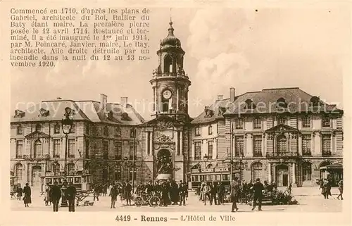 AK / Ansichtskarte Rennes_Ille et Vilaine Hotel de Ville 