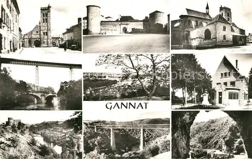 AK / Ansichtskarte Gannat La Place Chateau des Ducs de Bourbon Eglise Sainte Croix Viaduc de Rouzal Vue generale Chateau de Chouvigny Viaduc des Fades Tunnel de Chouvier Gannat