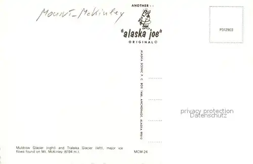 AK / Ansichtskarte Mount_McKinley_Alaska Major Glaciers 