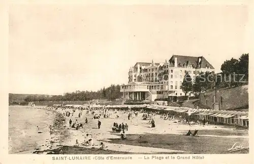 AK / Ansichtskarte Saint Lunaire La Plage et le Grand Hotel Saint Lunaire