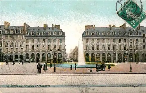 AK / Ansichtskarte Rennes_Ille et Vilaine Place du Palais Rue Bourbon 