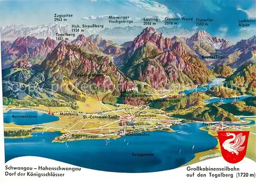AK / Ansichtskarte Schwangau Hohenschwangau Panoramakarte Forggensee Schwangau