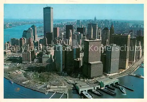 AK / Ansichtskarte Manhattan_New_York Fliegeraufnahme Bustling lower Manhattan_New_York