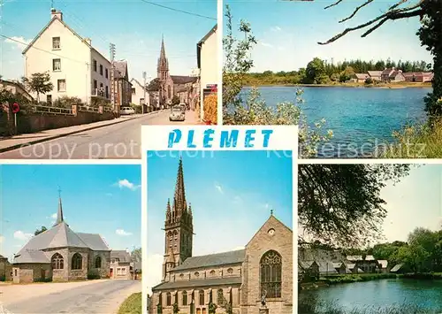 AK / Ansichtskarte Plemet Route de Rennes Etang de l Aunay Guen Chapelle Saint Lubin Eglise et le Vaublanc Plemet