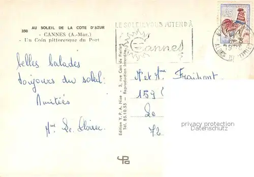 AK / Ansichtskarte Cannes_Alpes Maritimes Un coin pittoresque du port Cannes Alpes Maritimes