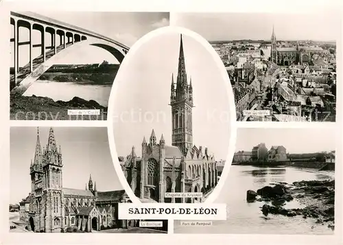 AK / Ansichtskarte Saint Pol de Leon Pont de la Corde Basilique Chapelle de Kreisker Port de Pempoul Saint Pol de Leon