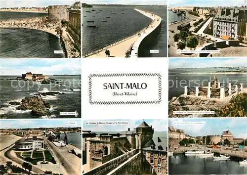 AK / Ansichtskarte Saint Malo_Ille et Vilaine_Bretagne Eventail Mole Remparts Tombeau de Chateaubriand Grand Bey Port Chateau Fort Casino Quic en Groigne Donjon Saint Malo_Ille et Vilaine