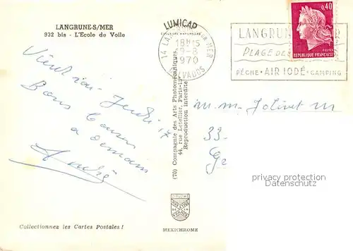 AK / Ansichtskarte Langrune sur Mer Ecole de Volle Langrune sur Mer