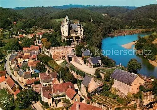 Montfort Vue generale aerienne de Montfort avec son celebre Chateau et la Dordogne Montfort