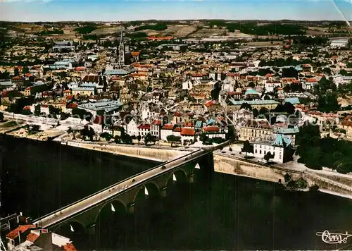 Bergerac Vue generale aerienne et Pont sur la Dordogne Bergerac