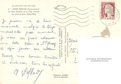 AK / Ansichtskarte Saint Servan_Ille et Vilaine Tour Solidor Cite d Aleth au second plan Saint Malo vue aerienne Saint Servan