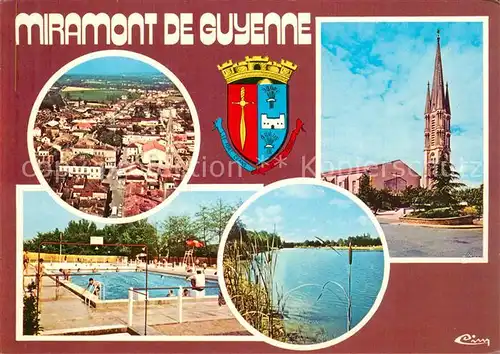 AK / Ansichtskarte Miramont de Guyenne Vue generale aerienne Piscine Lac Eglise Miramont de Guyenne