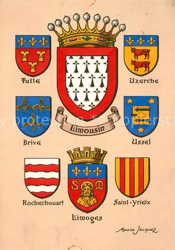 AK / Ansichtskarte Limousin_Region Stadtwappen der Region Krone 