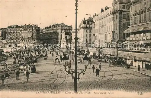 AK / Ansichtskarte Marseille_Bouches du Rhone Quai de la Fraternite Restaurant Basso Marseille