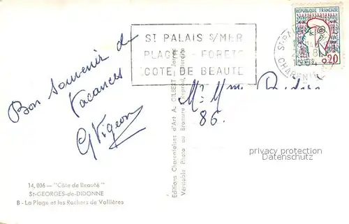 AK / Ansichtskarte Saint Georges de Didonne La Plage et les Rochers de Vallieres Saint Georges de Didonne