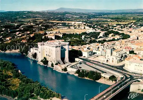 AK / Ansichtskarte Tarascon_Bouches du Rhone Le Rhone et le Chateau Vue aerienne Tarascon Bouches du Rhone