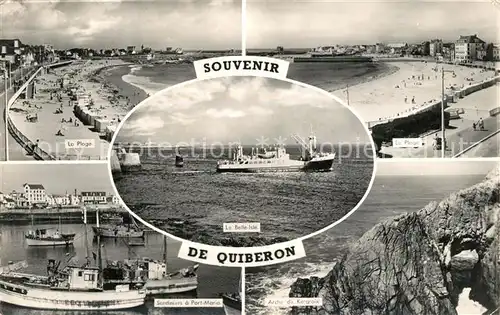 AK / Ansichtskarte Quiberon_Morbihan Plage Sardiniers a Port Maria Arche de Kergroix Bateaux de peche Belle Isle Quiberon Morbihan