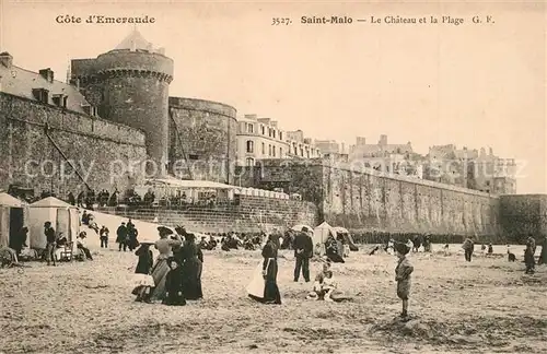 AK / Ansichtskarte Saint Malo_Ille et Vilaine_Bretagne Chateau et la plage Cote d Emeraude Saint Malo_Ille et Vilaine