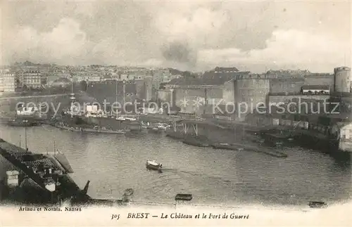 AK / Ansichtskarte Brest_Finistere Chateau et Port du Guerre Brest_Finistere
