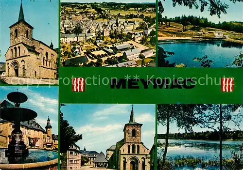 AK / Ansichtskarte Meymac Eglise Piscine Etang de Merlancon Meymac