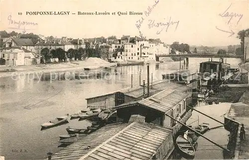 AK / Ansichtskarte Pomponne Bateaux Lavoirs Quai Bizeau Pomponne