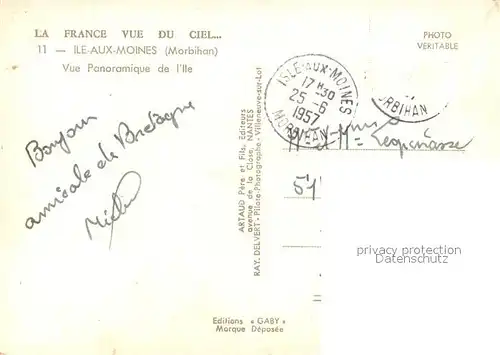 AK / Ansichtskarte Ile aux Moines Vue aerienne de l ile Ile aux Moines
