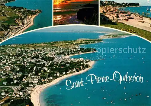 AK / Ansichtskarte Saint Pierre Quiberon Arche de Port Blanc au soleil couchant et les plages vue aerienne Saint Pierre Quiberon