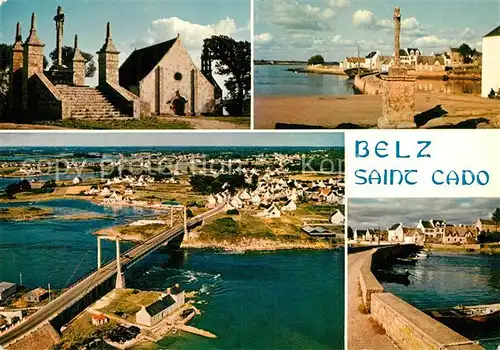 AK / Ansichtskarte Saint_Cado Pont Lorois sur la riviere d Etel Calvaire Rue principale 