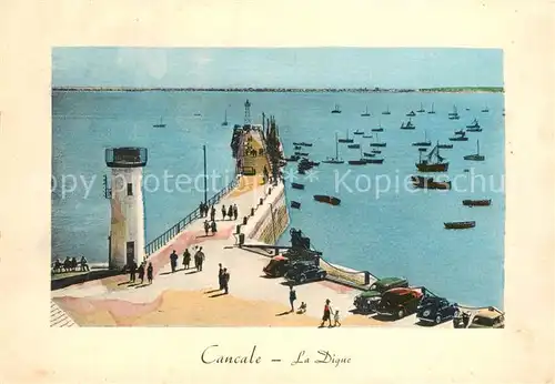 AK / Ansichtskarte Cancale Digue et phare Illustration Cancale