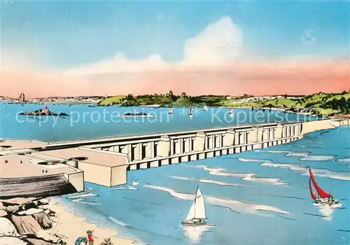 AK / Ansichtskarte Saint Malo_Ille et Vilaine_Bretagne Barrage de l usine maremotrice de la Rance Illustration Saint Malo_Ille et Vilaine